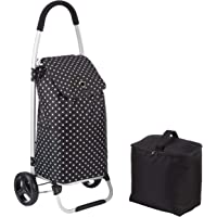 Kitchen Craft Cool Movers CMTROLBDOT Carro de la Compra (Plegable- Aluminio)- diseño de Lunares- Color Blanco y Negro